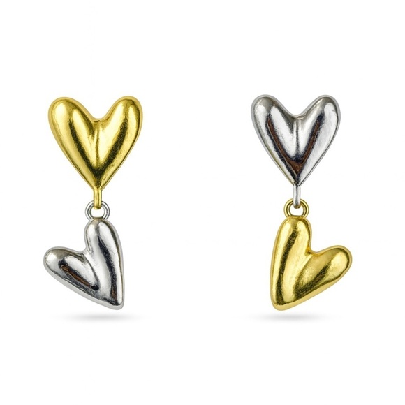 Zara Jewelry - Minimalist Design Gold and Silver Heart Earrings